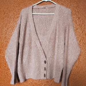 Beige Wrap front, with side button cardigan. Size Large